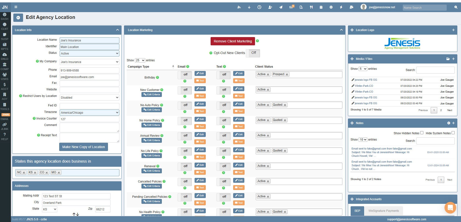screenshot of Jenesis Software